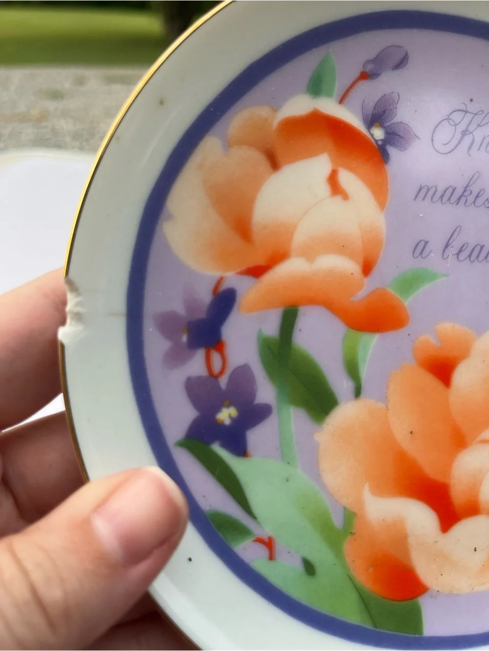 Decorative Floral Sentiment Plate in Orange and Purple